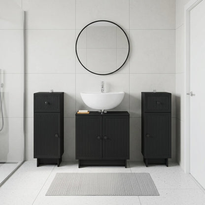 vidaXL 3 Piece Bathroom Cabinet Set EDE 3 pcs Black 30 x 31 x 80 cm