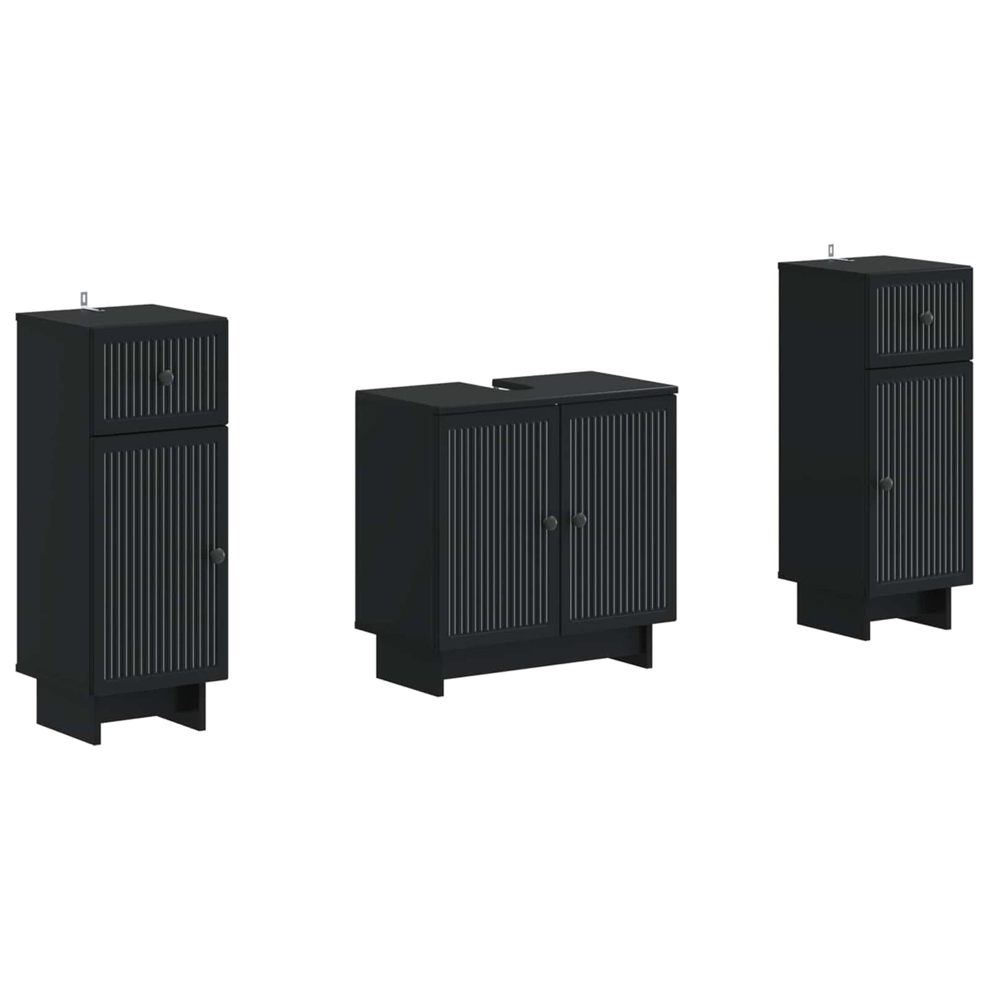 vidaXL 2 Piece Bathroom Cabinet Set EDE Black Engineered Wood