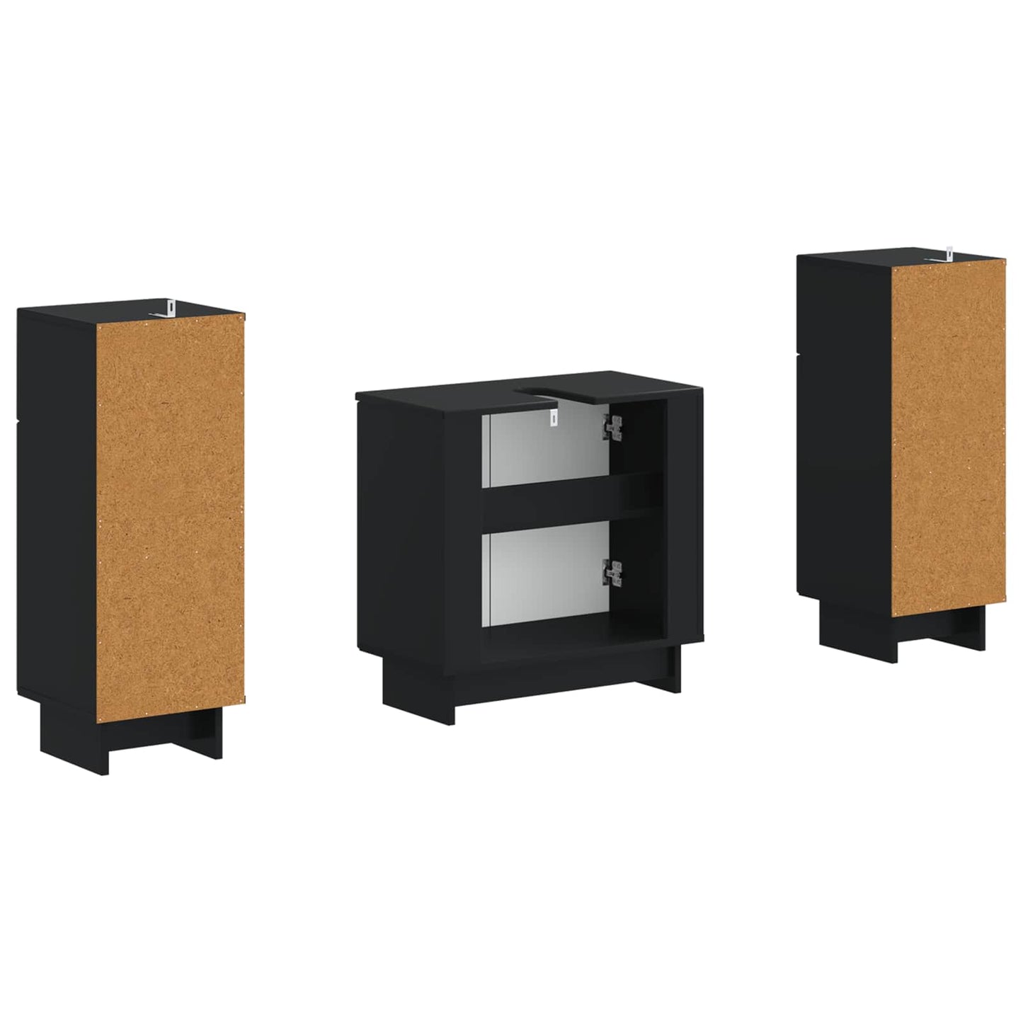 vidaXL 2 Piece Bathroom Cabinet Set EDE Black Engineered Wood
