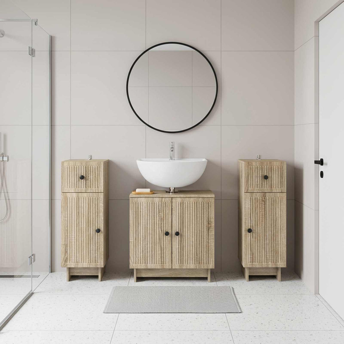 vidaXL 3 Piece Bathroom Cabinet Set EDE 3 pcs Sonoma Oak
