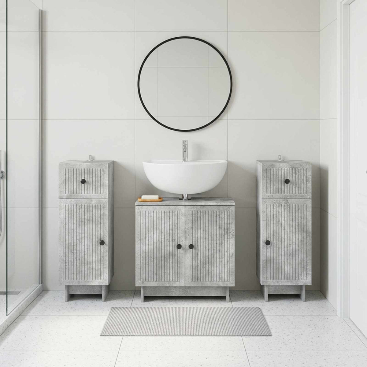 vidaXL 3 Piece Bathroom Cabinet Set EDE 3 pcs Concrete Grey