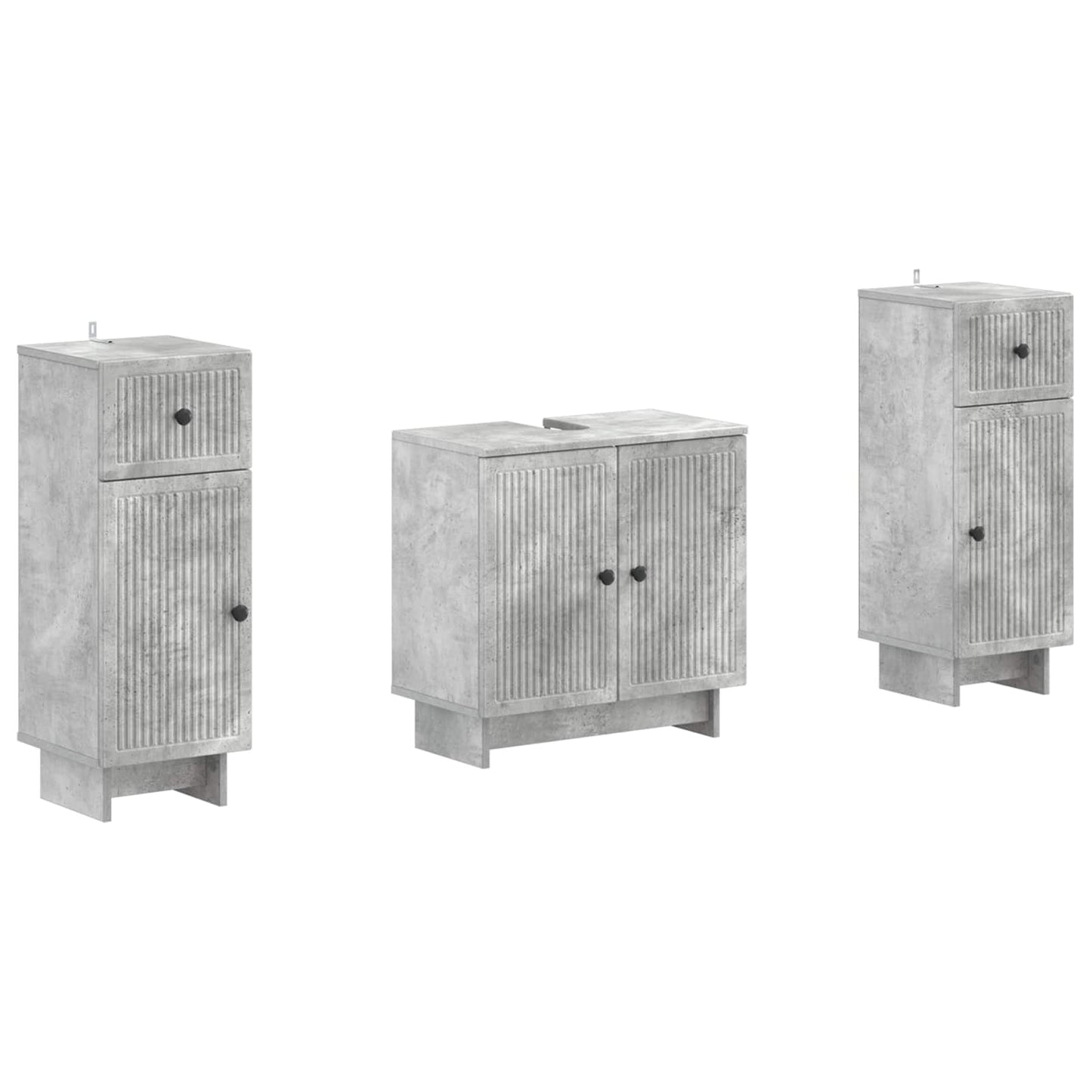 vidaXL 2 Piece Bathroom Cabinet Set EDE Concrete Grey Engineered Wood