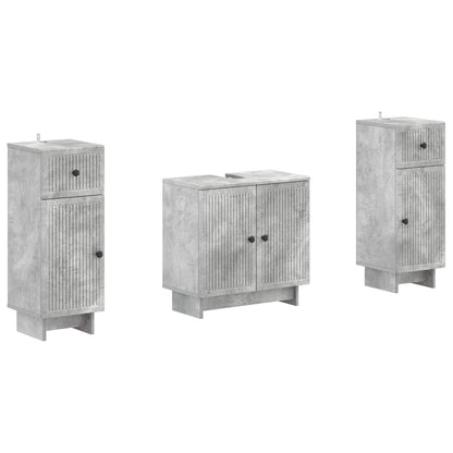 vidaXL 2 Piece Bathroom Cabinet Set EDE Concrete Grey Engineered Wood