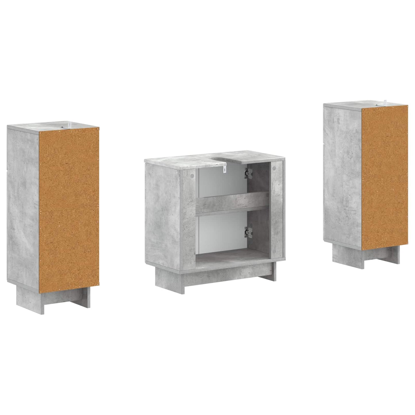 vidaXL 2 Piece Bathroom Cabinet Set EDE Concrete Grey Engineered Wood