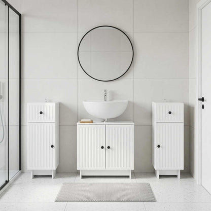 vidaXL 3 Piece Bathroom Cabinet Set EDE 3 pcs High Gloss White