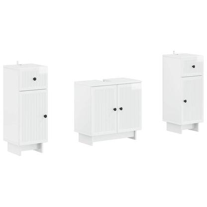 vidaXL 2 Piece Bathroom Cabinet Set EDE High Gloss White