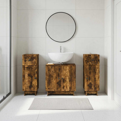 vidaXL 3 Piece Bathroom Cabinet Set EDE 3 pcs Smoked Oak