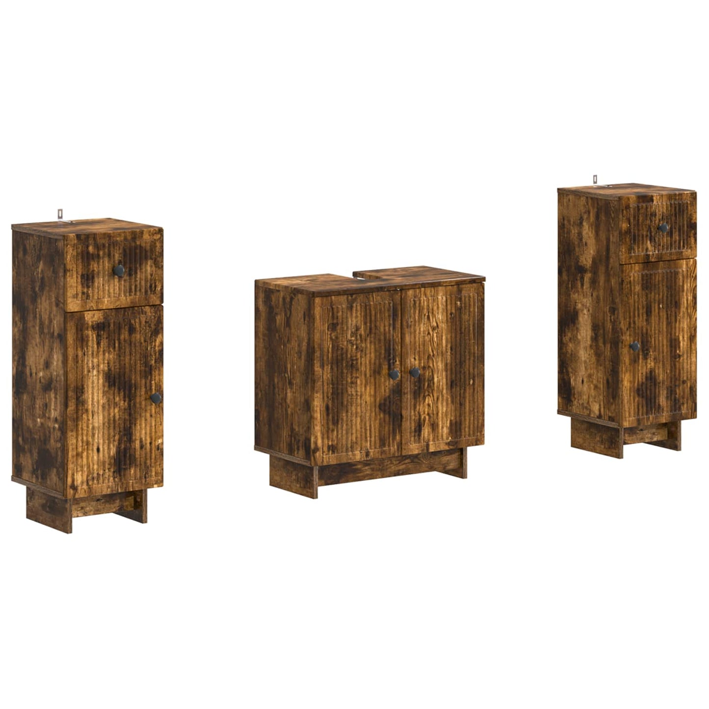 vidaXL 2 Piece Bathroom Cabinet Set EDE Smoked Oak Engineered Wood