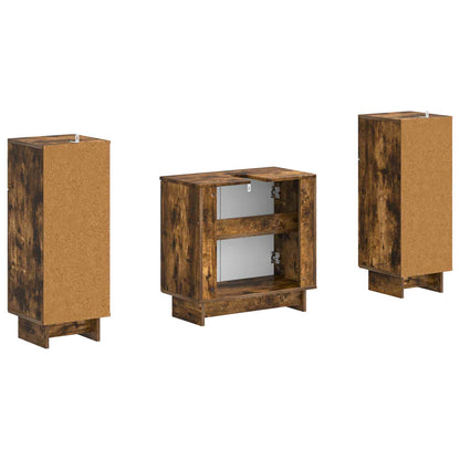 vidaXL 2 Piece Bathroom Cabinet Set EDE Smoked Oak Engineered Wood