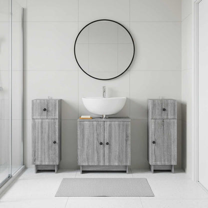 vidaXL 3 Piece Bathroom Cabinet Set EDE 3 pcs Grey Sonoma