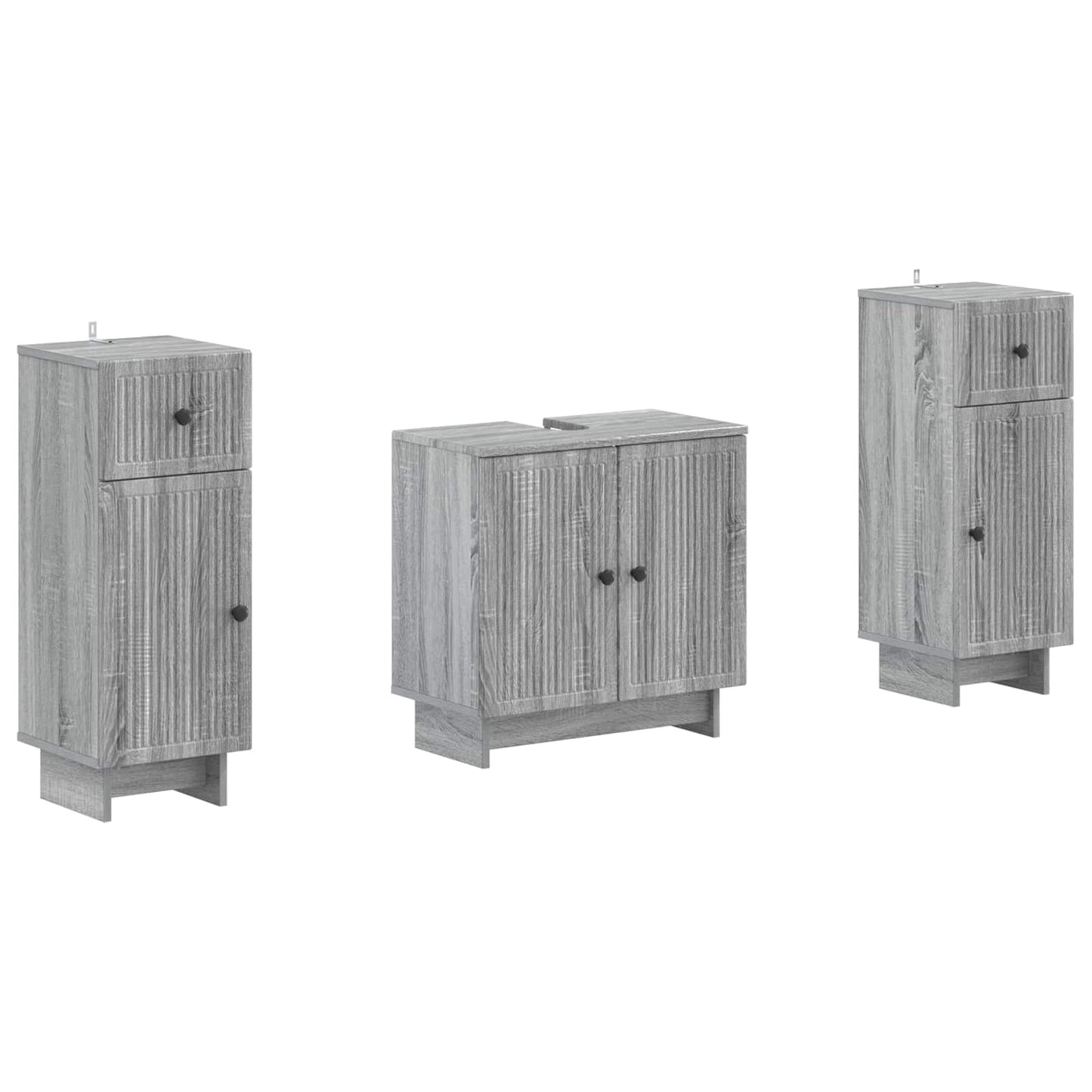 vidaXL 2 Piece Bathroom Cabinet Set EDE Grey Sonoma Engineered Wood