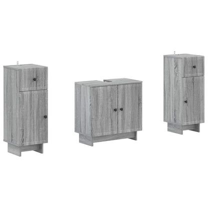 vidaXL 2 Piece Bathroom Cabinet Set EDE Grey Sonoma Engineered Wood