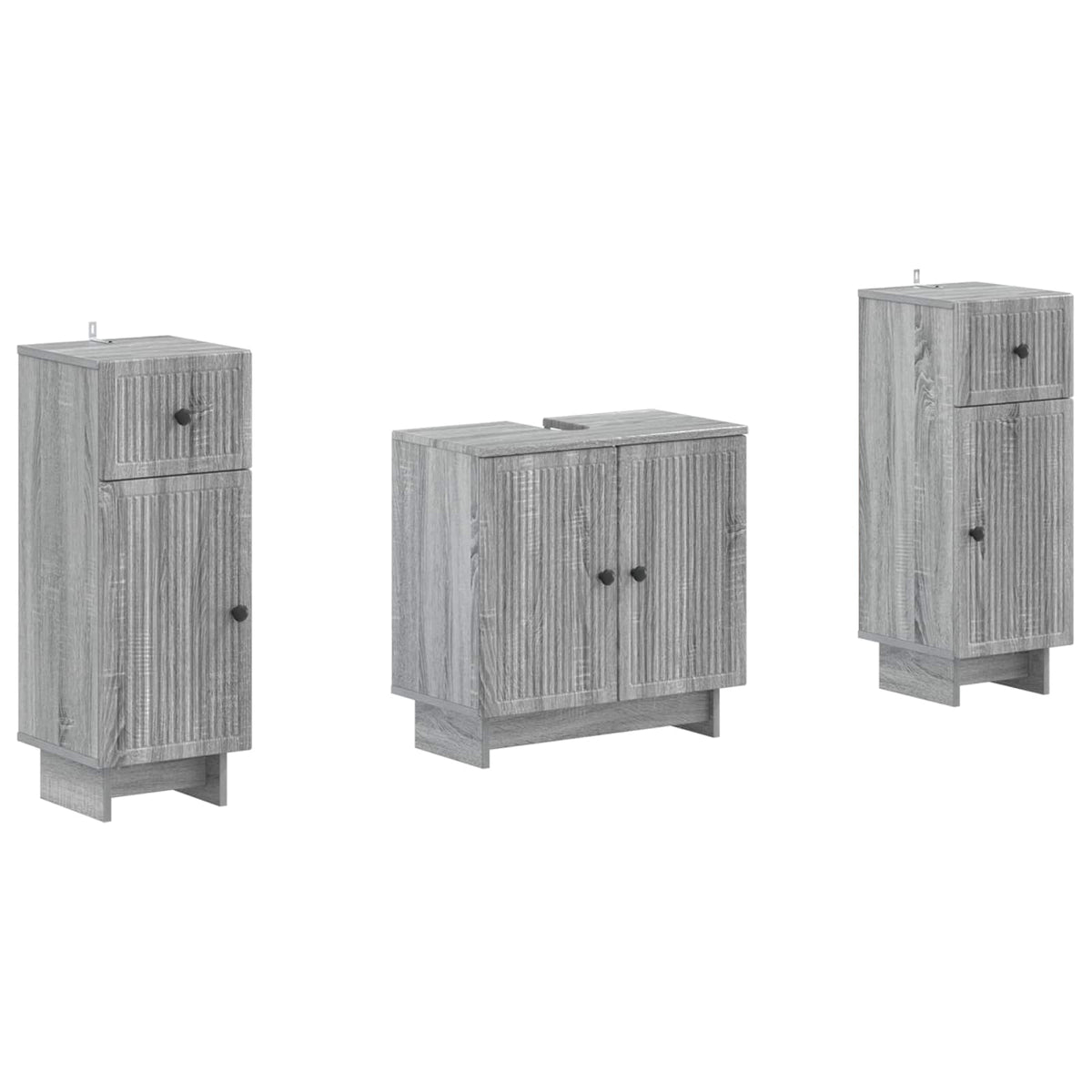 vidaXL 3 Piece Bathroom Cabinet Set EDE 3 pcs Grey Sonoma