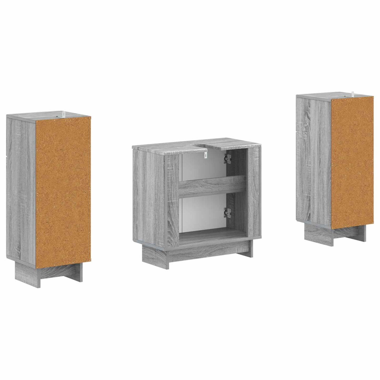 vidaXL 2 Piece Bathroom Cabinet Set EDE Grey Sonoma Engineered Wood
