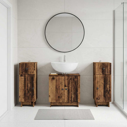 vidaXL 3 Piece Bathroom Cabinet Set EDE 3 pcs Old Wood 30 x 31 x 80 cm