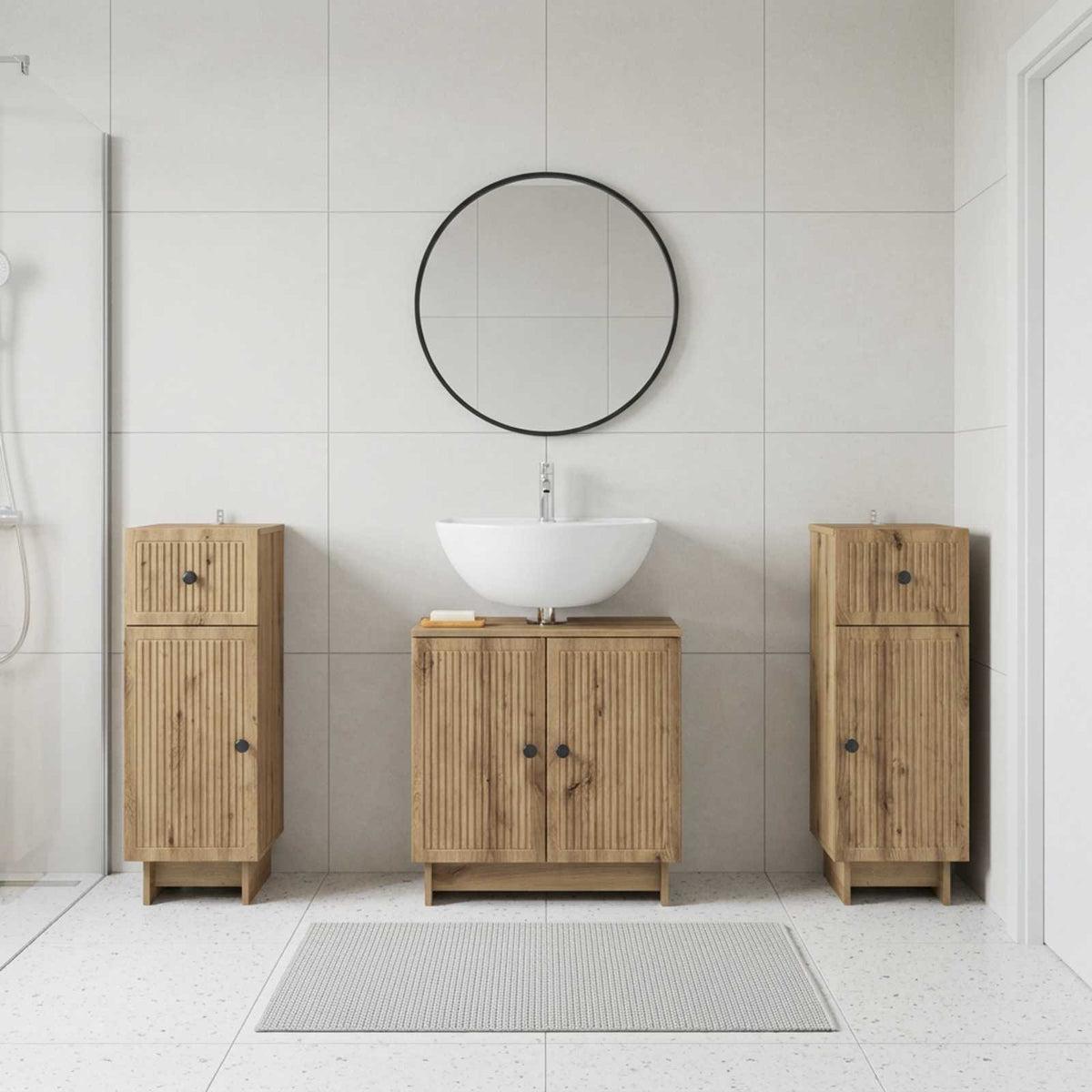 vidaXL 3 Piece Bathroom Cabinet Set EDE 3 pcs Artisan Oak