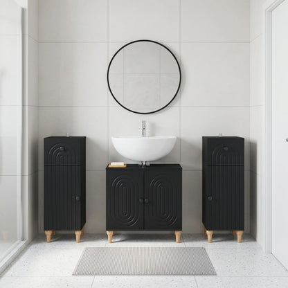 vidaXL 3 Piece Bathroom Cabinet Set ALKMAAR 3 pcs Black