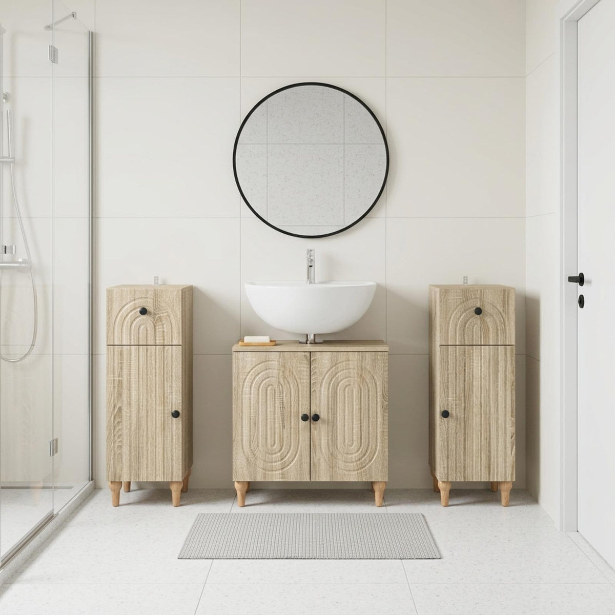 vidaXL 3 Piece Bathroom Cabinet Set ALKMAAR 3 pcs Sonoma Oak