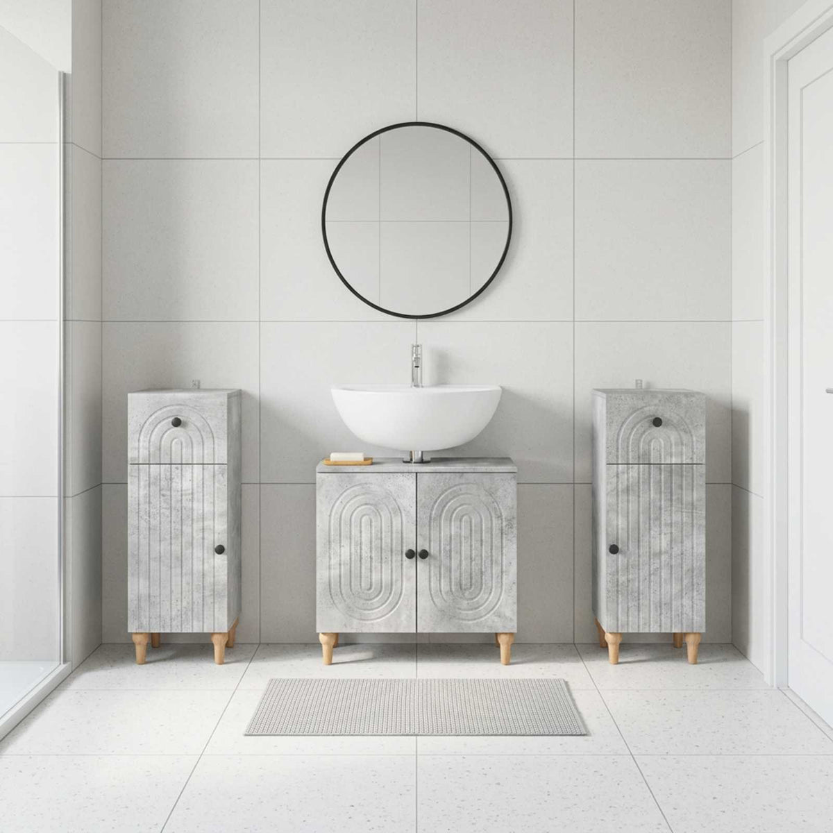 vidaXL 3 Piece Bathroom Cabinet Set ALKMAAR 3 pcs Concrete Grey