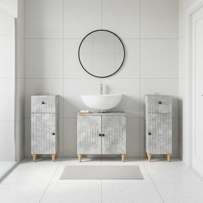 vidaXL 3 Piece Bathroom Cabinet Set ALKMAAR 3 pcs Concrete Grey