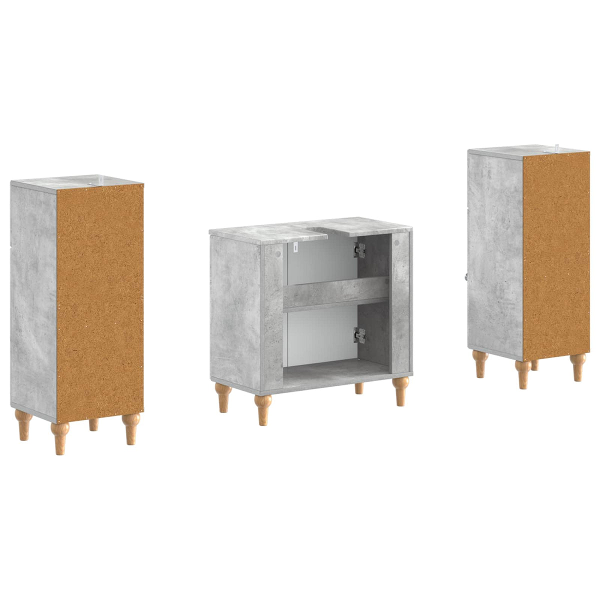 vidaXL 3 Piece Bathroom Cabinet Set ALKMAAR 3 pcs Concrete Grey