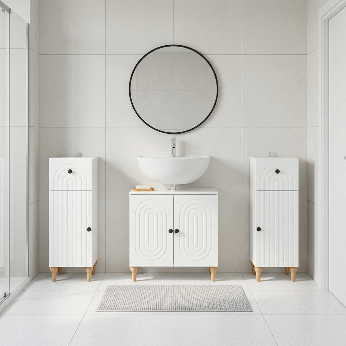 vidaXL 3 Piece Bathroom Cabinet Set ALKMAAR 3 pcs High Gloss White