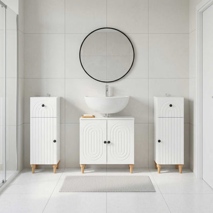 vidaXL 3 Piece Bathroom Cabinet Set ALKMAAR 3 pcs High Gloss White