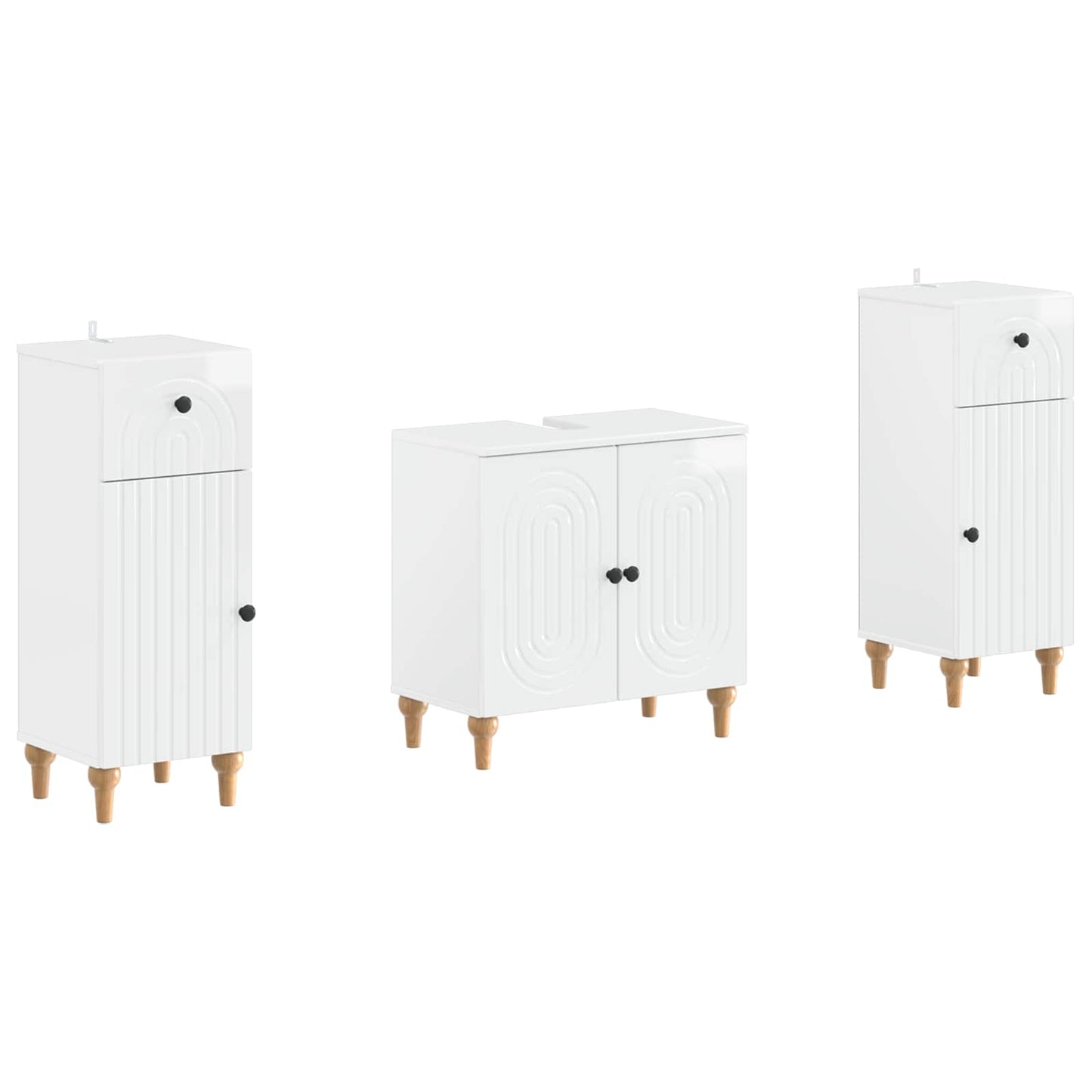 vidaXL 2 Piece Bathroom Cabinet Set ALKMAAR High Gloss White