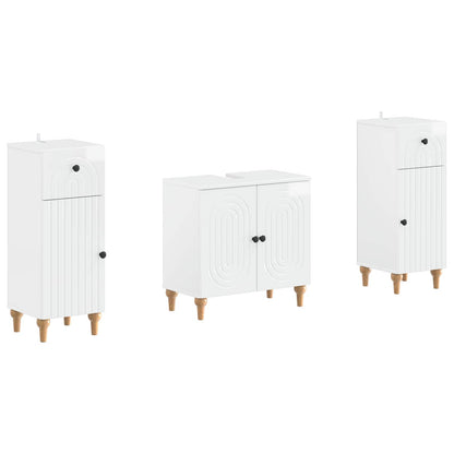 vidaXL 2 Piece Bathroom Cabinet Set ALKMAAR High Gloss White