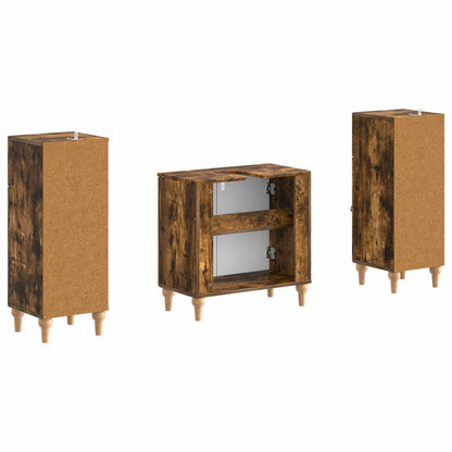 vidaXL 2 Piece Bathroom Cabinet Set ALKMAAR Smoked Oak Engineered Wood