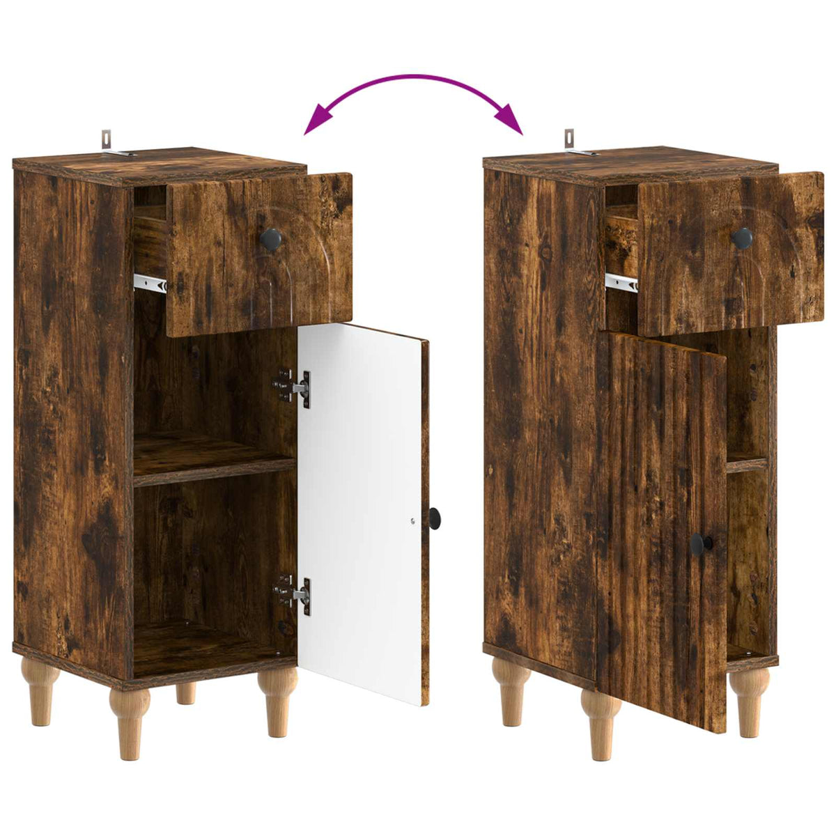 vidaXL 3 Piece Bathroom Cabinet Set ALKMAAR 3 pcs Smoked Oak