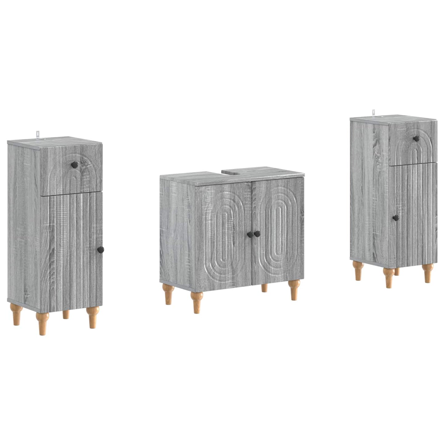 vidaXL 2 Piece Bathroom Cabinet Set ALKMAAR Grey Sonoma