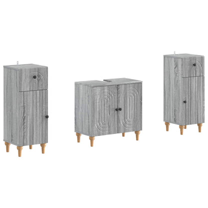 vidaXL 2 Piece Bathroom Cabinet Set ALKMAAR Grey Sonoma