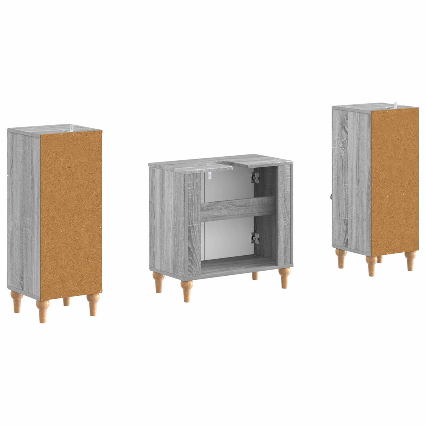 vidaXL 2 Piece Bathroom Cabinet Set ALKMAAR Grey Sonoma