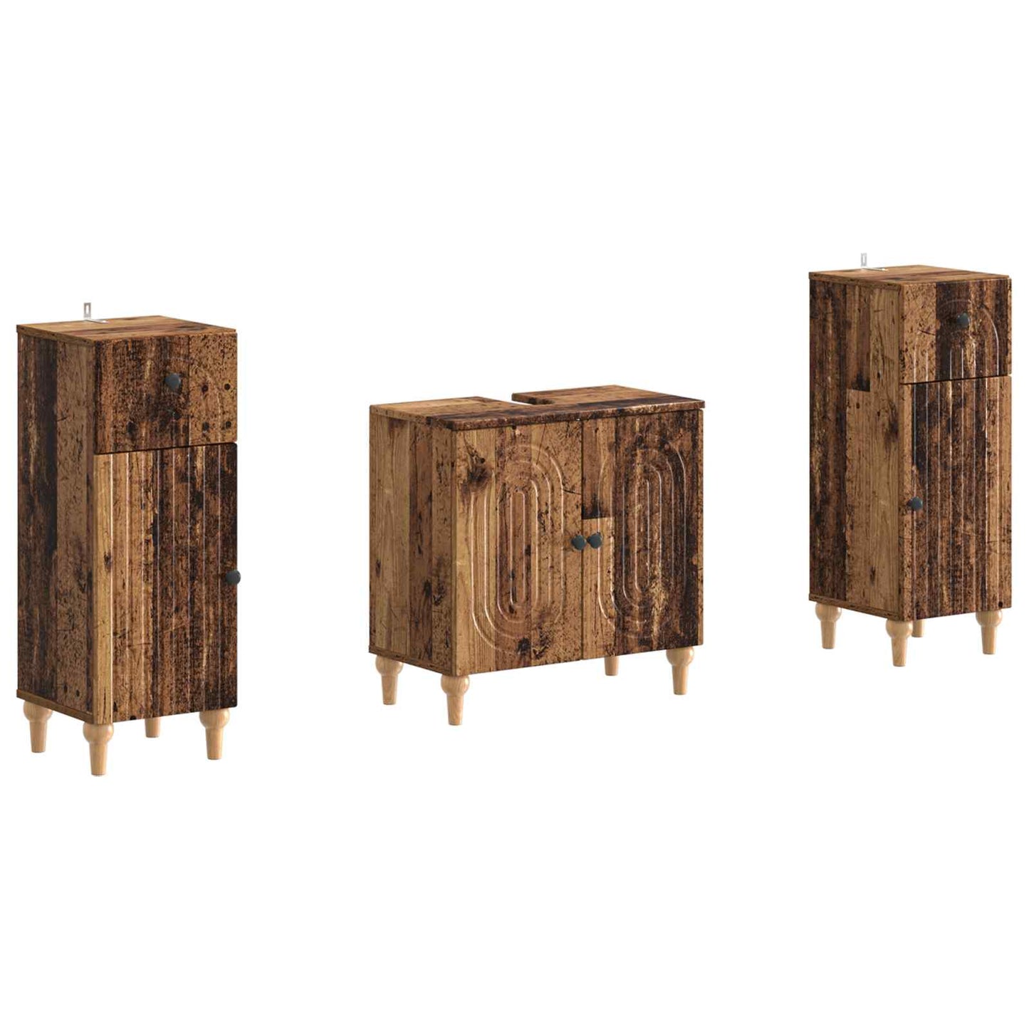 vidaXL 2 Piece Bathroom Cabinet Set ALKMAAR Old Wood Engineered Wood