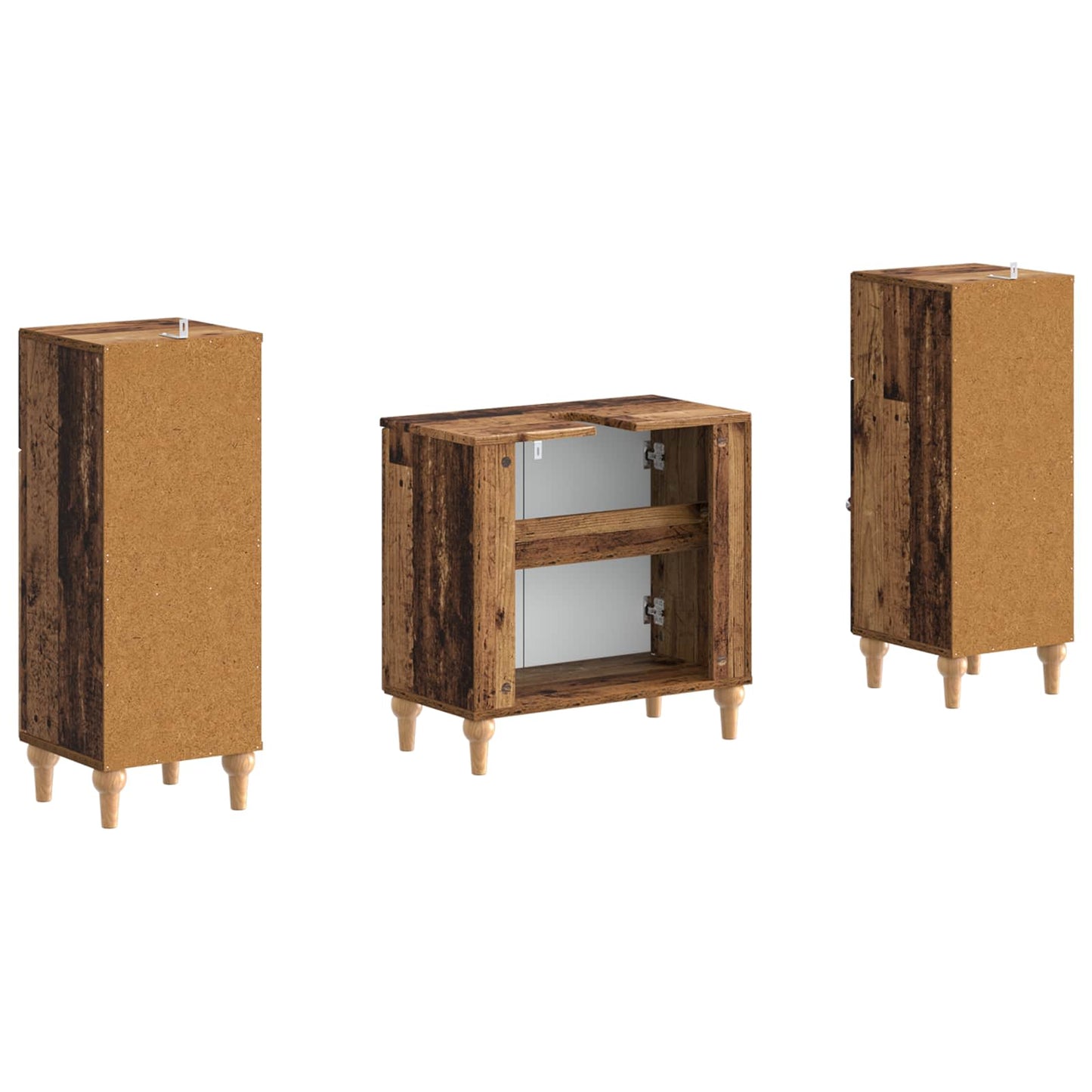 vidaXL 2 Piece Bathroom Cabinet Set ALKMAAR Old Wood Engineered Wood