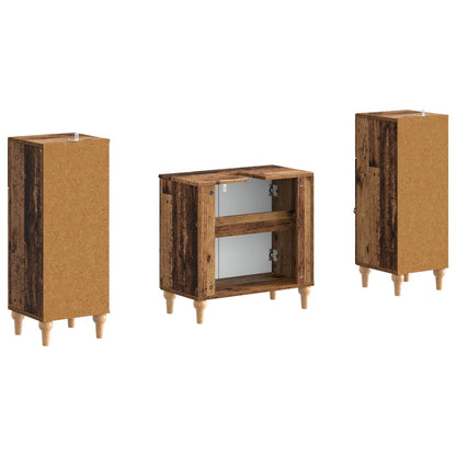 vidaXL 2 Piece Bathroom Cabinet Set ALKMAAR Old Wood Engineered Wood