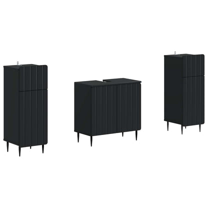 vidaXL 2 Piece Bathroom Cabinet Set ZWOLLE Black Engineered Wood