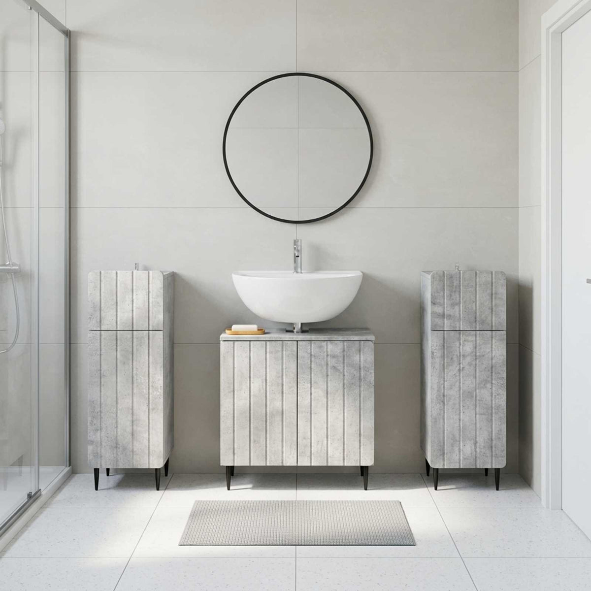 vidaXL 3 Piece Bathroom Cabinet Set ZWOLLE 3 pcs Concrete Grey