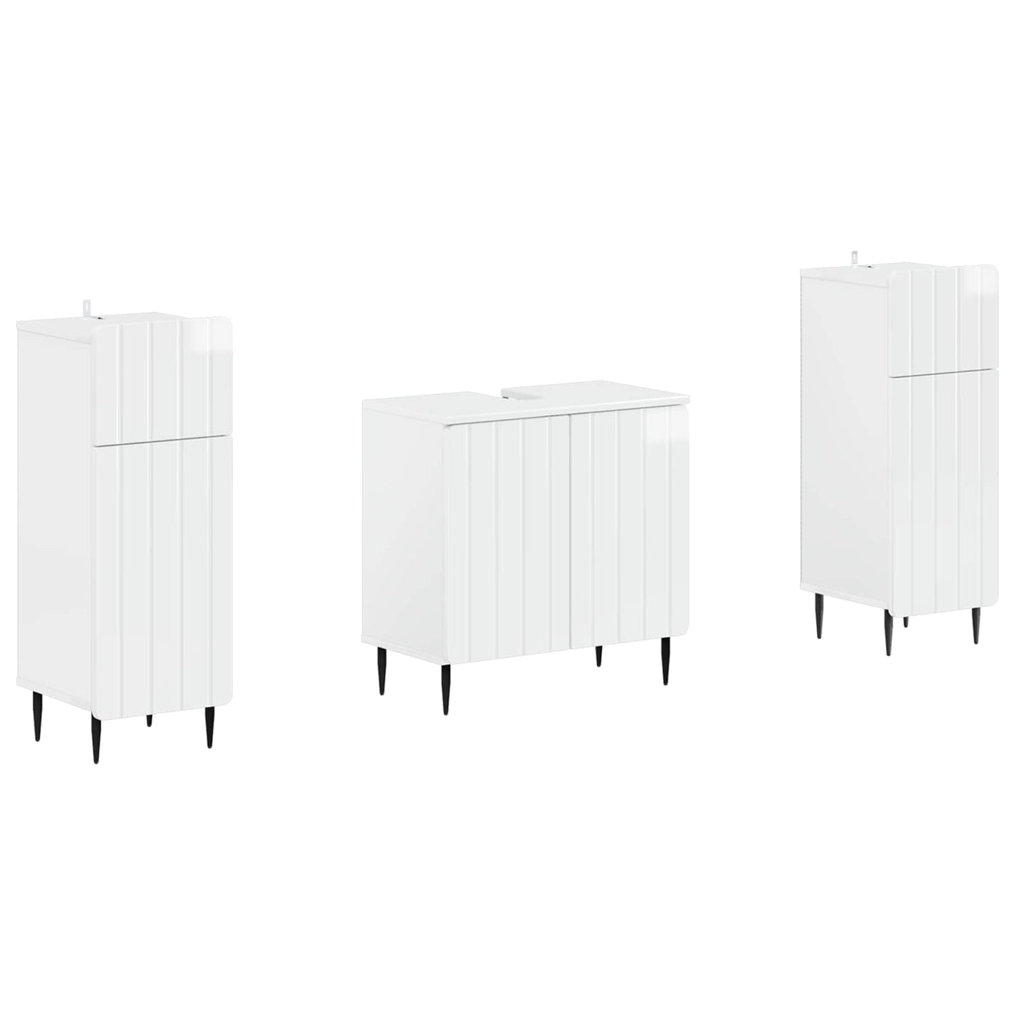 vidaXL 2 Piece Bathroom Cabinet Set ZWOLLE High Gloss White