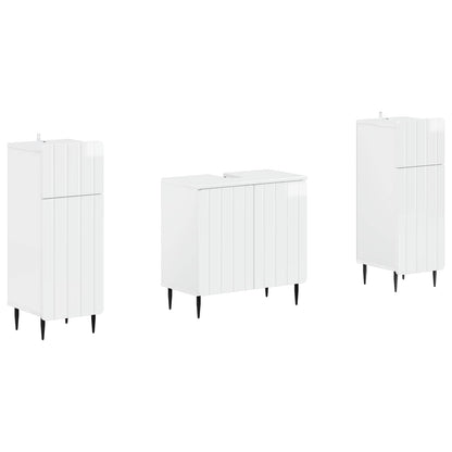 vidaXL 2 Piece Bathroom Cabinet Set ZWOLLE High Gloss White