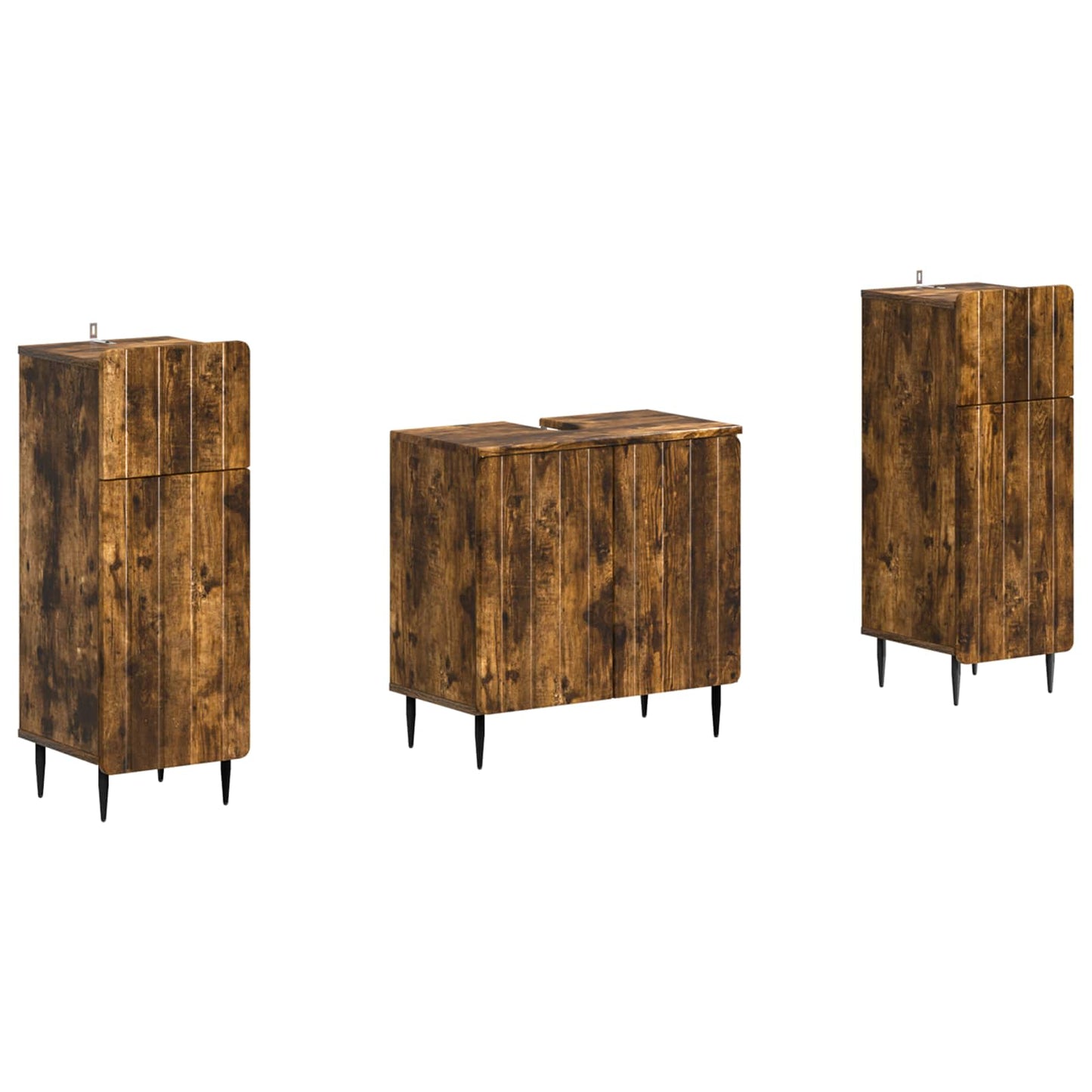 vidaXL 2 Piece Bathroom Cabinet Set ZWOLLE Smoked Oak Engineered Wood
