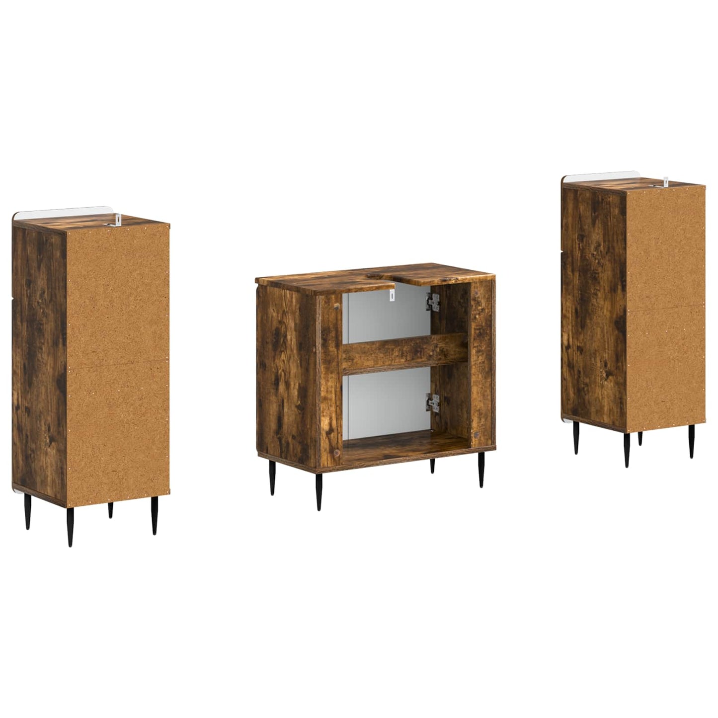 vidaXL 2 Piece Bathroom Cabinet Set ZWOLLE Smoked Oak Engineered Wood