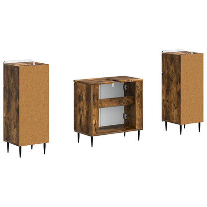 vidaXL 2 Piece Bathroom Cabinet Set ZWOLLE Smoked Oak Engineered Wood