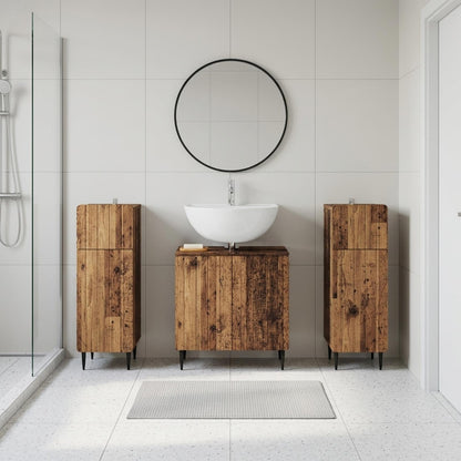 vidaXL 3 Piece Bathroom Cabinet Set ZWOLLE 3 pcs Old Wood