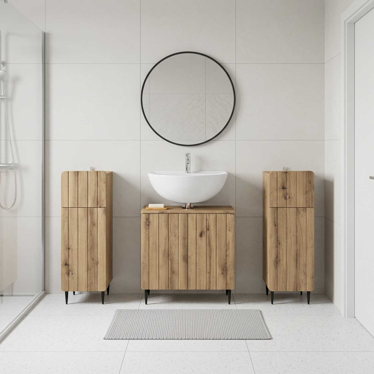 vidaXL 3 Piece Bathroom Cabinet Set ZWOLLE 3 pcs Artisan Oak