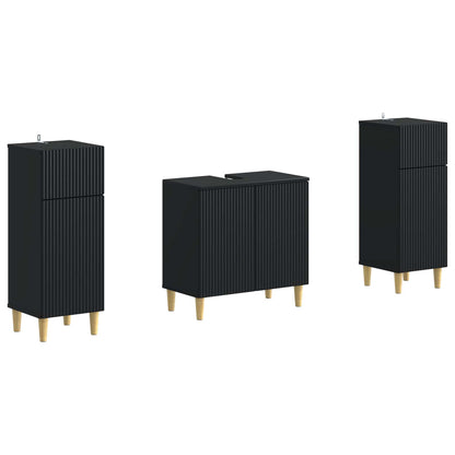 vidaXL 2 Piece Bathroom Cabinet Set ARNHEM Black Engineered Wood