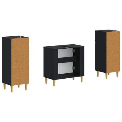 vidaXL 2 Piece Bathroom Cabinet Set ARNHEM Black Engineered Wood