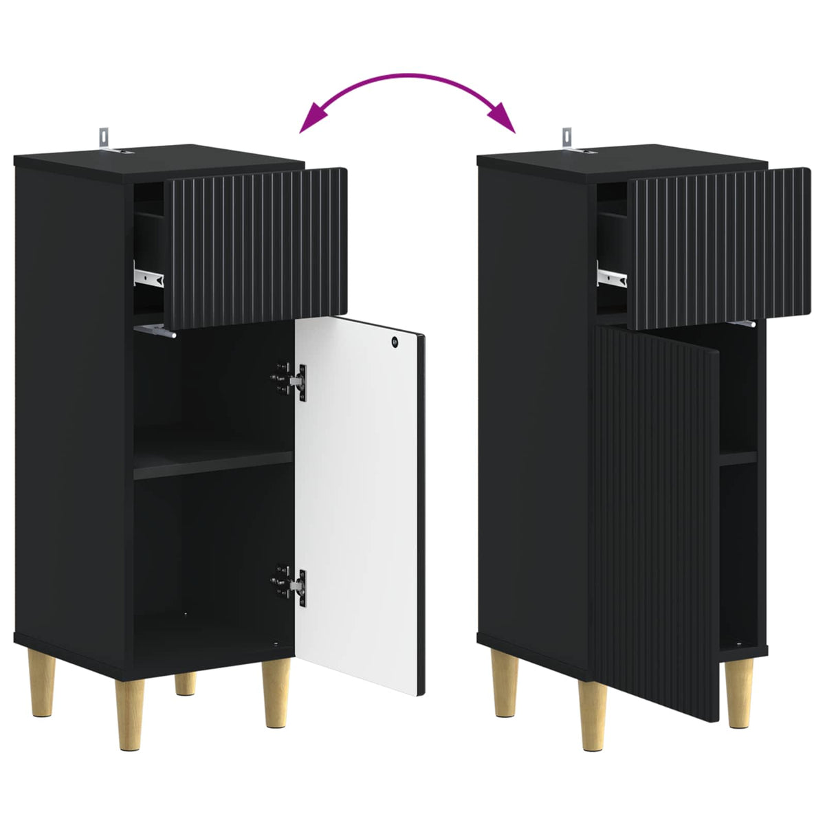 vidaXL 3 Piece Bathroom Cabinet Set ARNHEM 3 pcs Black 30 x 31 x 80 cm