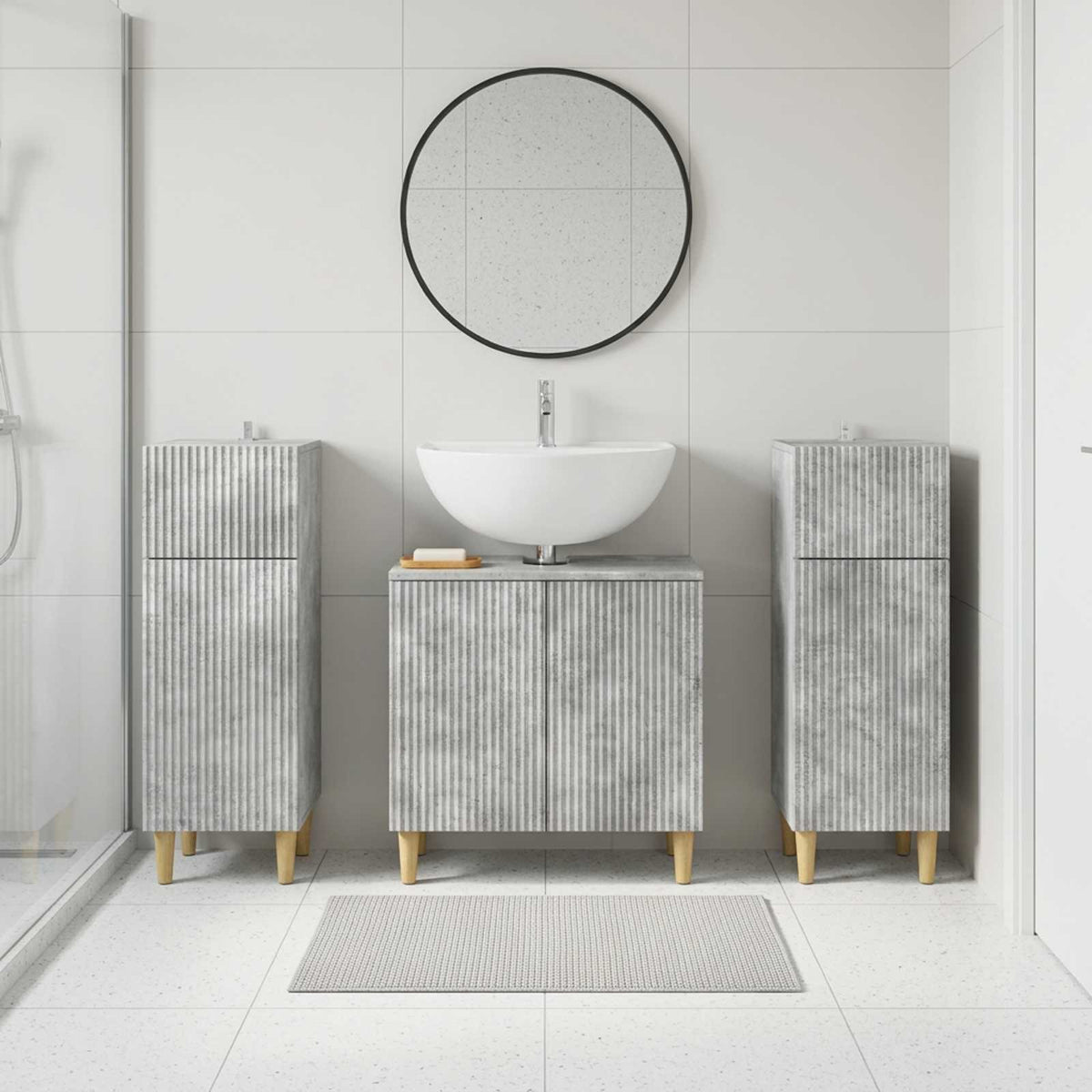 vidaXL 3 Piece Bathroom Cabinet Set ARNHEM 3 pcs Concrete Grey